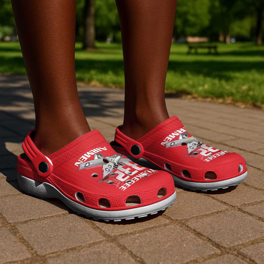 Tuskegee Red Tails Airmen Clogs Shoes 332nd Fighter Group - Red - African Pride