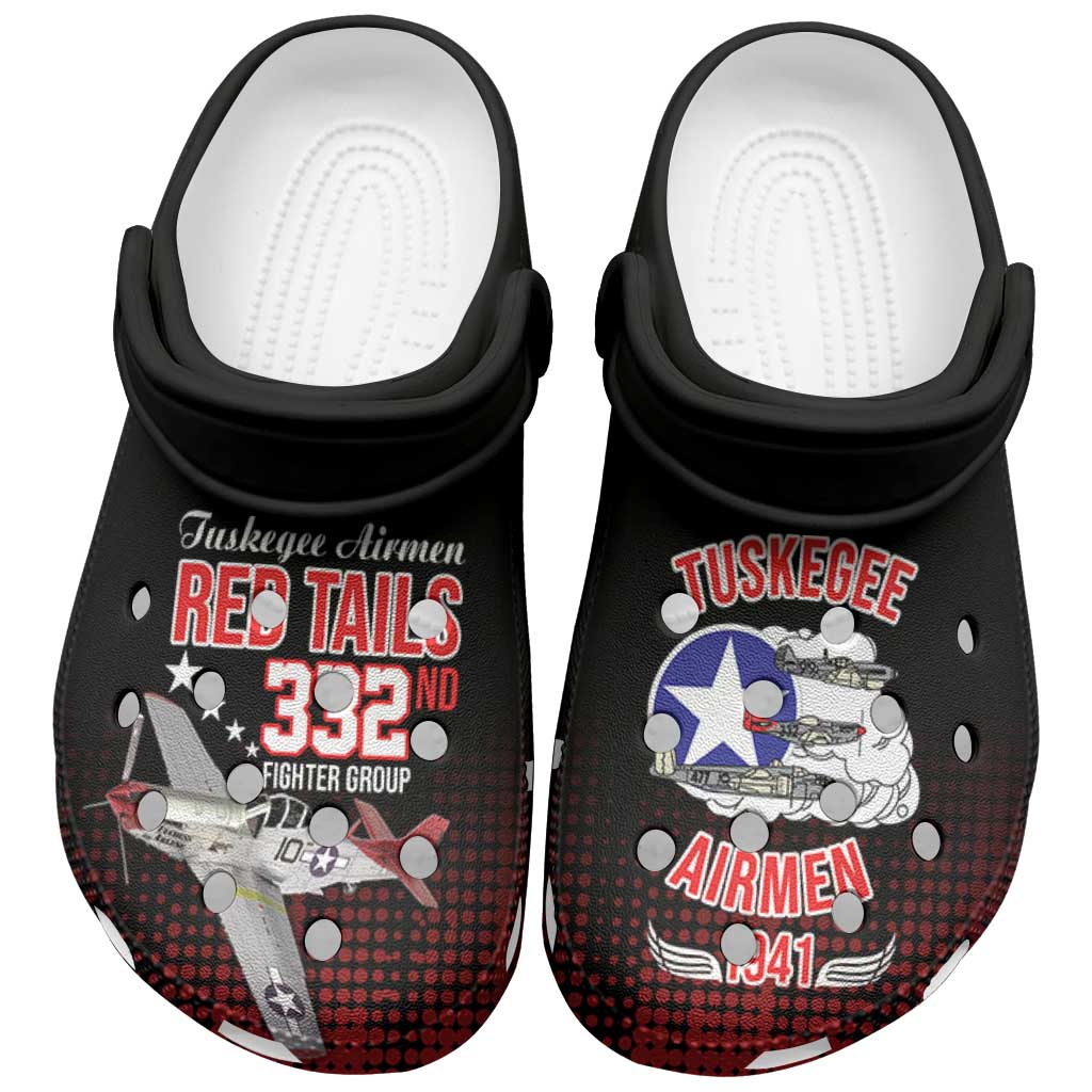 Tuskegee Red Tails Airmen WWII Tribute Clogs Shoes 332nd Fighter Group - Black - African Pride