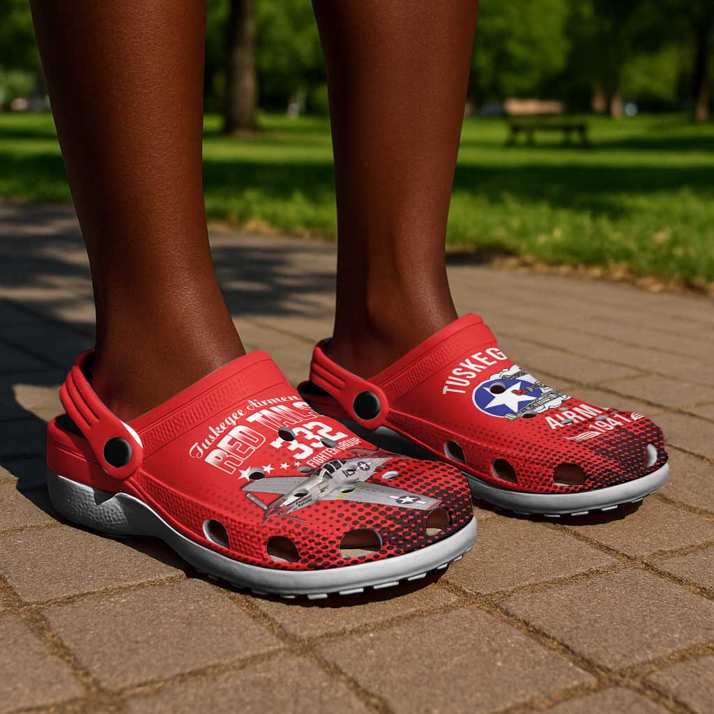 Tuskegee Red Tails Airmen WWII Tribute Clogs Shoes 332nd Fighter Group - Red - African Pride