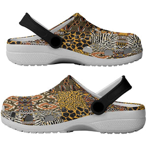 Wild Animal Skins Clogs Shoes African Tribal Pattern - African Pride