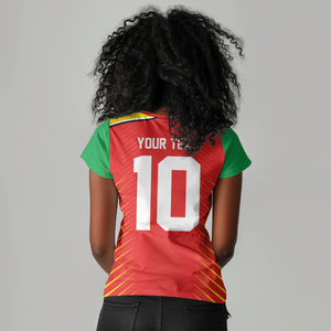Guyana Cricket Amazon Warriors Custom Women V-Neck T-Shirt Go Glory-Green Red Gold LT03